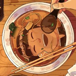 Rule 34 | 1boy, :d, black hair, blunt bangs, bowl, chopsticks, close-up, closed eyes, eleart, food, gakuran, highres, holding, holding spoon, kageyama shigeo, male focus, mob psycho 100, noodles, open mouth, reflection, school uniform, short hair, smile, solo, spoon, table