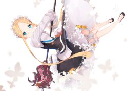 Rule 34 | 1girl, abigail williams (fate), abigail williams (festival outfit) (fate), black dress, black footwear, blonde hair, bloomers, blue eyes, blush, bow, braid, butterfly hair ornament, closed mouth, dress, fate/grand order, fate (series), force (fossan 01), forehead, full body, glowing, hair ornament, highres, holding, long hair, long sleeves, looking at viewer, official alternate costume, orange bow, parted bangs, shirt, shoes, sidelocks, simple background, sleeveless, sleeveless dress, sleeves past fingers, sleeves past wrists, solo, stuffed animal, stuffed toy, teddy bear, tentacles, underwear, very long hair, wavy mouth, white background, white bloomers, white shirt