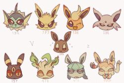 Rule 34 | :3, @ @, akadako, animal focus, black eyes, blonde hair, blue hair, blue sclera, blush, brown eyes, chibi, clenched teeth, closed mouth, colored sclera, creatures (company), crying, eevee, espeon, fangs, flareon, flying sweatdrops, forehead jewel, game freak, gem, gen 1 pokemon, gen 2 pokemon, gen 4 pokemon, gen 6 pokemon, glaceon, grey background, grey outline, half-closed eyes, happy, jitome, jolteon, leafeon, light blush, looking at viewer, looking up, nervous, nervous smile, nintendo, no humans, notched ear, one eye closed, open mouth, pokedex number, pokemon, pokemon (creature), purple sclera, red gemstone, red sclera, sharp teeth, simple background, smile, straight-on, sylveon, tears, teeth, umbreon, vaporeon, white eyes, wink