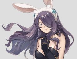 1girl animal_ears breasts camilla_(fire_emblem) camilla_(spring_princess)_(fire_emblem) fake_animal_ears female_focus fire_emblem fire_emblem_fates fire_emblem_heroes hair_over_one_eye large_breasts leotard long_hair looking_at_viewer nintendo playboy_bunny purple_hair rabbit_ears rabbit_girl smile solo tiara very_long_hair wavy_hair