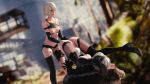 Rule 34 | 2girls, 3d, anal, animated, anus, ass, blindfold, breasts, deep penetration, dildo, female focus, folded, highres, huge dildo, large insertion, legs, multiple girls, nier, nier (series), nier:automata, nipples, sex toy, stomach bulge, tagme, thighhighs, tiaz-3dx, torn clothes, uncensored, video, white hair, 2b (nier:automata), a2 (nier:automata), yuri
