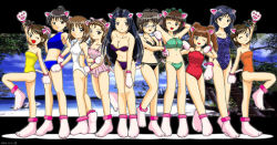 Rule 34 | 00s, 6+girls, akizuki ritsuko, amami haruka, animal ears, animal hands, bikini, cat ears, cat tail, everyone, futami ami, futami mami, gloves, hagiwara yukiho, idolmaster, idolmaster (classic), idolmaster 1, idolmaster xenoglossia, kikuchi makoto, kisaragi chihaya, looking at viewer, minase iori, miura azusa, multiple girls, navel, one-piece swimsuit, open mouth, paw gloves, paw shoes, shoes, siblings, sisters, smile, standing, swimsuit, tail, takatsuki yayoi, thighs, tongue, twins