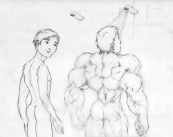 Rule 34 | 2boys, ass, biceps, extreme muscles, multiple boys, muscular, muscular male, nude, showering, size difference