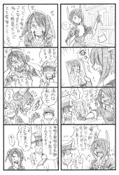 Rule 34 | 10s, 1boy, 1girl, 4koma, admiral (kancolle), androgynous, bbb (friskuser), character request, comic, ears down, eyepatch, greyscale, headgear, highres, kantai collection, md5 mismatch, monochrome, multiple 4koma, photo (object), short hair, tenryuu (kancolle), translation request