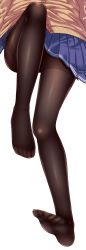Rule 34 | 1girl, ashida machi, blue skirt, brown pantyhose, cardigan, feet, gurande (g-size), head out of frame, highres, knee up, lower body, no shoes, original, pantyhose, pleated skirt, simple background, skirt, solo, thighband pantyhose, white background