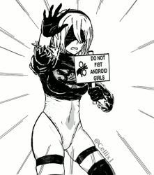 Rule 34 | 1girl, android, breasts, covered navel, leotard, nier, nier (series), nier:automata, skindentation, solo, tagme, thighhighs, 2b (nier:automata)