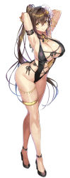Rule 34 | 1girl, absurdres, alternate costume, anklet, apron, armlet, armpits, arms behind head, ass, bangle, beach, bell, black choker, black footwear, black one-piece swimsuit, blush, bracelet, braid, breasts, brown eyes, brown hair, choker, cleavage, closed mouth, cloud, collarbone, commentary, commentary request, covered erect nipples, crossed bangs, crossed legs, flower, full body, groin, hair between eyes, hair flower, hair ornament, half-closed eyes, high heels, highres, huge breasts, jewelry, jingle bell, kanpani girls, leaning forward, legs together, long hair, looking at viewer, mole, mole under eye, neck bell, necklace, one-piece swimsuit, panties, ponytail, sand, see-through, senri gan, shirayuri sakura, sidelocks, simple background, single braid, skindentation, smile, solo, sparkle, standing, swimsuit, tareme, thigh strap, thighs, underwear, very long hair, watson cross, wet, white background