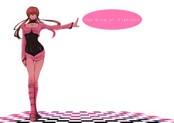 Rule 34 | 1girl, boots, breasts, brown hair, cleavage, cleavage cutout, clothing cutout, hair over eyes, knee boots, large breasts, legs, long hair, pink footwear, shermie (kof), smile, snk, solo, the king of fighters, tsuka (blind side)
