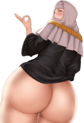 Rule 34 | 1girl, absurdres, ass, ass focus, back, black dress, breasts, cum, cumdrip, dress, fate/extra, fate/extra ccc, fate (series), habit, heart, heart-shaped pupils, highres, huge ass, jewelry, kymp, large breasts, long sleeves, looking at viewer, looking back, looking down, necklace, no panties, nun, pussy juice, sessyoin kiara, side slit, solo, symbol-shaped pupils, thick thighs, thighs, wide hips, yellow eyes