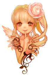 Rule 34 | 00s, blonde hair, doll joints, drill hair, finger to mouth, flower, hair flower, hair ornament, joints, long hair, miya (foolish order), ponytail, rozen maiden, shinku, wings