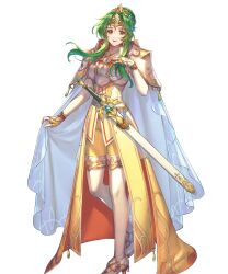 Rule 34 | 1girl, armor, belt, boots, breastplate, brown eyes, cape, cropped, elincia ridell crimea, fingerless gloves, fingernails, fire emblem, fire emblem: radiant dawn, fire emblem heroes, fujikawa arika, full body, gloves, gold trim, grey hair, hand up, high heel boots, high heels, highres, holding, jewelry, long hair, looking at viewer, nintendo, non-web source, official art, open mouth, overskirt, pants, sheath, sheathed, shoulder armor, sidelocks, solo, standing, sword, thigh boots, tiara, transparent background, weapon