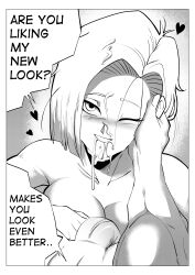 Rule 34 | 1boy, 1girl, absurdres, android 18, ass, bald, blonde hair, breasts, couple, cum, cum in pussy, cum on hair, doggystyle, dragon ball, echo saber, english text, facial, fellatio, highres, huge ass, husband and wife, kiss, kuririn, large breasts, large penis, muscular, muscular male, nipples, oral, penis, sex, sex from behind, speech bubble, sweat, thick thighs, thighs, uncensored, vaginal