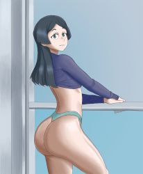 Rule 34 | 1girl, ass, back, barbara parker, black hair, blue eyes, curvy, hip focus, huge ass, little witch academia, long hair, thick thighs, thighs, thotticus-slayer, wide hips