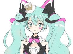 Rule 34 | 1girl, :o, aqua eyes, aqua hair, bad id, bad pixiv id, black dress, bow, bowtie, commentary, dress, expressionless, hair ornament, hat, hatsune miku, long hair, looking at viewer, magical mirai (vocaloid), magical mirai miku, magical mirai miku (2019), mini hat, mini top hat, mk2 mirara, neck ruff, parted lips, pink bow, pink bowtie, portrait, sketch, sleeveless, sleeveless dress, solo, top hat, twintails, very long hair, vocaloid, white background, white hat
