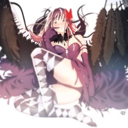 10s 1girl akemi_homura akuma_homura ass blush legs long_hair mahou_shoujo_madoka_magica mahou_shoujo_madoka_magica:_hangyaku_no_monogatari zzing