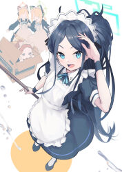 Rule 34 | 4girls, :d, animal ear headphones, animal ears, apron, aris (blue archive), aris (maid) (blue archive), arm up, black dress, black footwear, black hair, blonde hair, blue archive, blue dress, blue eyes, blue ribbon, blush, bow, box, cardboard box, closed mouth, dress, fake animal ears, forehead, frilled apron, frills, from above, full body, halo, hand up, headphones, highres, holding, in box, in container, long hair, looking at viewer, maid, maid apron, maid headdress, midori (blue archive), midori (maid) (blue archive), momoi (blue archive), momoi (maid) (blue archive), multiple girls, neck ribbon, official alternate costume, open mouth, orange hair, pantyhose, parted bangs, ponytail, puffy short sleeves, puffy sleeves, rafrog, red hair, ribbon, shoes, short sleeves, siblings, sidelocks, simple background, sisters, smile, solo focus, standing, twins, very long hair, white apron, white background, wrist cuffs, wristband, yuzu (blue archive), yuzu (maid) (blue archive)
