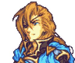 Rule 34 | 1boy, blue eyes, brown hair, close-up, closed mouth, commentary, english commentary, eyepatch, fire emblem, glaceo, long hair, looking ahead, lowres, male focus, nintendo, original, pixel art, portrait, solo, transparent background, upper body