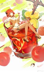 Rule 34 | 1girl, absurdres, arknights, bikini, black bikini, black footwear, black ribbon, cherry, chinese commentary, closed mouth, commentary request, cup, demon horns, detached sleeves, drink, drinking glass, food, fruit, full body, hair between eyes, hair ornament, highres, holding, holding cup, horns, ice, ice cube, leg ribbon, lemon, lemon slice, long hair, looking at viewer, miggle27874497, purple eyes, red hair, ribbon, sandals, slit pupils, smile, solo, star (symbol), star hair ornament, surtr (arknights), surtr (colorful wonderland) (arknights), swimsuit, swimsuit cover-up, sword, toenails, weapon, white sleeves, wine glass