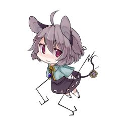 Rule 34 | 1girl, ahoge, akagashi hagane, animal ears, bad id, bad pixiv id, chibi, grey hair, looking at viewer, lowres, mouse (animal), mouse ears, nazrin, purple eyes, short hair, simple background, smile, solo, tail, touhou, white background