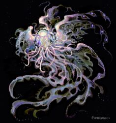 Rule 34 | abstract, animal, black background, commentary, dark background, english commentary, highres, jellyfish, karma (mafurakos), no humans, original, tentacles, twitter username, underwater