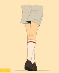 Rule 34 | 1boy, artist name, flat color, from behind, head out of frame, kneehighs, legs, male focus, noeyebrow (mauve), original, shoes, shorts, socks, solo