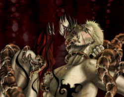 Rule 34 | 2boys, alexander anderson, alucard (hellsing), blonde hair, blush, clothed on nude, forced, glasses, grabbing another&#039;s hair, hellsing, licking, long hair, male focus, multiple boys, nude, rape, short hair, sweat, tears, tentacles, tentacles on male, vampire, yaoi