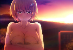 Rule 34 | 1girl, anime screenshot, blonde hair, breasts, cleavage, dokyuu hentai hxeros, hoshino kirara, large breasts, nude