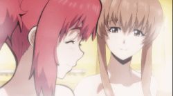 Rule 34 | 10s, 2girls, animated, animated gif, aoba kazane, breasts, brown hair, grabbing, grabbing another&#039;s breast, keijo!!!!!!!!, large breasts, lowres, multiple girls, red hair, toyoguchi non, water