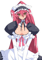 Rule 34 | 1girl, blush, breasts, cleavage, glasses, hairan, large breasts, maid, solo