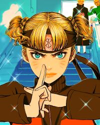 Rule 34 | 1girl, 3boys, akatsuki uniform, berserk, blonde hair, blue eyes, closed mouth, cosplay, farnese (berserk), forehead protector, hand gesture, highres, light smile, lips, long sleeves, looking at another, looking at viewer, magnifico de vandimion, might guy, might guy (cosplay), multiple boys, naruto (series), nisino2222, parody, pointing, pointing at self, puck (berserk), serpico (berserk), stairs, uzumaki naruto, uzumaki naruto (cosplay), whiskers