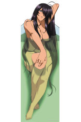 Rule 34 | 00s, 1girl, barefoot, bath, bathtub, black hair, blue eyes, breasts, cleavage, hair over one eye, hand in own hair, ikkitousen, kan&#039;u unchou, large breasts, long hair, looking at viewer, navel, nude, partially submerged, simple background, sitting, solo, very long hair, white background