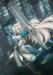 Rule 34 | 1girl, aircraft, airplane, arrow (projectile), black gloves, black pantyhose, blonde hair, blue eyes, blush, bow (weapon), flower, gloves, hair between eyes, hairband, highres, holding, holding bow (weapon), holding weapon, kantai collection, long hair, long sleeves, machinery, open mouth, pantyhose, quiver, red flower, red ribbon, red rose, ribbon, rigging, rose, solo, suke (share koube), tiara, victorious (kancolle), weapon