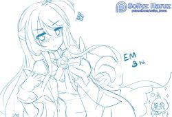 Rule 34 | aether sage (elsword), aisha landar, antenna hair, blush, chibi, chibi inset, elemental master (elsword), elsword, embarrassed, excited, growth, hair between eyes, monochrome, simple background, sollyz, sparkle, standing, swept bangs, tagme, v-shaped eyebrows, watermark, web address, white background