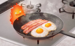 Rule 34 | bacon, breakfast, calcifer, egg, fire, food, studio ghibli, howl no ugoku shiro, studio ghibli, tagme