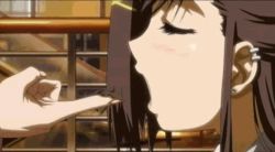 Rule 34 | 00s, 2girls, animated, animated gif, blush, brown eyes, brown hair, candy boy, earrings, female pov, finger in mouth, finger sucking, fingernails, food, hair ornament, incest, jewelry, long fingernails, looking at viewer, lowres, multiple girls, pov, sakurai kanade, siblings, sisters, solo focus, yuri