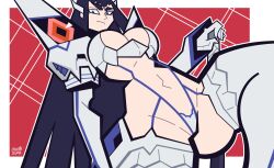 Rule 34 | 1girl, absurdres, ass, black hair, blue eyes, breasts, female focus, goodbyellow, hellavenderr, highres, huge ass, junketsu, kill la kill, kiryuuin satsuki, large breasts, long hair, navel, solo, sword, thick thighs, thighs, weapon, wide hips
