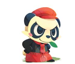 Rule 34 | apron, artist request, black eyes, blush, blush stickers, cabbie hat, closed mouth, clothed pokemon, creatures (company), full body, game freak, gen 6 pokemon, hands on own hips, happy, hat, leaf, mouth hold, neckerchief, nintendo, no humans, official art, pancham, panda, poke ball symbol, poke ball theme, pokemon, pokemon (creature), pokemon cafe remix, red hat, red neckerchief, ribbon, simple background, smile, solo, standing, transparent background