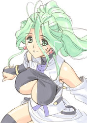 Rule 34 | breasts, cleavage, green eyes, green hair, large breasts, magaki ryouta, original, solo