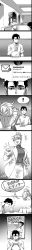 Rule 34 | !, 1boy, 1girl, absurdres, comic, commentary, drinking, drinking straw, glass, glasses, greyscale, highres, long image, magazine (object), mixed-language commentary, monochrome, original, ryuusei (mark ii), short ponytail, silent comic, spoken exclamation mark, tall image, twitter