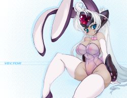 Rule 34 | 00s, 1girl, ahoge, android, animal ears, bad deviantart id, bad id, bare shoulders, blue eyes, bow, bowtie, breasts, cameltoe, circlet, cleavage, curvy, cyborg, dark-skinned female, dark skin, detached collar, elbow gloves, english text, eyelashes, fake animal ears, forehead jewel, frown, gloves, hip focus, huge breasts, large breasts, legs, leotard, long hair, long legs, navel, nipples, playboy bunny, polka dot, polka dot background, rabbit ears, rabbit tail, robot ears, see-through, sitting, slugbox, solo, spread legs, t-elos, tail, thick thighs, thighhighs, thighs, very long hair, white gloves, white hair, white thighhighs, wide hips, xenosaga, xenosaga episode iii