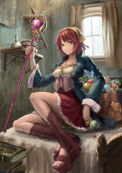 Rule 34 | 1girl, absurdres, atelier (series), atelier sophie, bad id, bad pixiv id, blush, boots, breasts, brown eyes, brown hair, corset, cross-laced footwear, hat, highres, kurau, lace-up boots, looking at viewer, medium breasts, open mouth, short hair, skirt, smile, solo, sophie neuenmuller