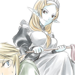 Rule 34 | 1boy, 1girl, blue skin, colored skin, elf, femdom, front ponytail, link, lowres, maid, microspace, midna, midna (true), nintendo, pointy ears, sitting, spoilers, the legend of zelda, the legend of zelda: twilight princess