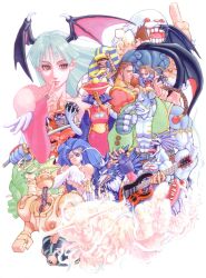 Rule 34 | 1990s (style), 4girls, 6+boys, :&lt;, abs, absurdres, age difference, ahoge, alternate hair color, anakaris, animal ears, animal hands, anita (vampire), armor, aulbath, bare shoulders, bat wings, bengus, big hair, bishamon, blue fire, blue skin, blunt bangs, bracelet, braid, breasts, bridal gauntlets, brown eyes, brown hair, cape, child, chinese clothes, claws, cleavage, cleavage cutout, clothing cutout, colored skin, demitri maximoff, demon girl, donovan baine, egyptian, electric guitar, everyone, fangs, felicia (vampire), finger to mouth, fingerless gloves, fingernails, fins, fire, forehead jewel, full armor, gallon (vampire), gloves, glowing, glowing eyes, guitar, hat, head wings, highres, holding, horns, huge ahoge, instrument, japanese armor, jewelry, jiangshi, katana, large breasts, le malta, lei lei, licking, licking finger, long fingernails, long hair, long sleeves, long tongue, mask, medium breasts, merman, monster boy, morrigan aensland, multiple boys, multiple girls, mummy, muscular, muscular male, neck ring, non-web source, ofuda, one eye closed, open clothes, open mouth, outstretched arm, paw pose, phobos (vampire), pyron, red eyes, retro artstyle, robot, samurai, sasquatch (vampire), scan, simple background, single braid, slit pupils, spiked bracelet, spiked hair, spikes, sword, teeth, tongue, tongue out, twin braids, vampire (game), very long hair, victor von gerdenheim, weapon, werewolf, white background, wide sleeves, wince, wings, yeti (creature), zabel zarock, zombie