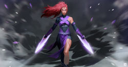 Rule 34 | 1girl, absurdres, anti-mage, arm tattoo, black bodysuit, blue eyes, bodysuit, closed mouth, copyright name, dota (series), dota 2, facial tattoo, feet out of frame, highres, holding, holding weapon, leg tattoo, long hair, long sleeves, looking at viewer, pink hair, serious, simple background, solo, standing, tattoo, thds19, weapon, wei (dota 2)