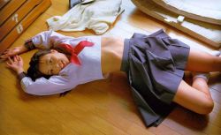 Rule 34 | asian, midriff, photo (medium), school uniform, serafuku, skirt, smile, socks, solo, yazaki aki