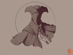 Rule 34 | 1girl, bloodborne, brown theme, capelet, closed mouth, covered eyes, facing viewer, hat, jewelry, max58art, monochrome, necklace, solo, upper body, yurie the last scholar