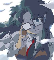 Rule 34 | 00s, 1girl, glasses, long hair, looking at viewer, lowres, oekaki, opaque glasses, paper, partially opaque glasses, read or die, shimamura (quart stp), shirt, smile, solo, vest, yomiko readman