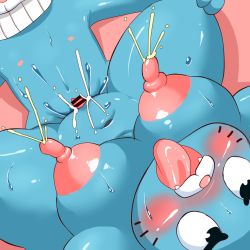 Rule 34 | 1boy, 1girl, artist request, black eyes, breasts, cat, censored, cum, furry, gumball watterson, hetero, incest, mother and son, nicole watterson, nipples, penis, pussy, sex, the amazing world of gumball