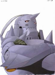 00s 1boy alphonse_elric arakawa_hiromu armor crossed_arms dated fullmetal_alchemist gloves helmet highres looking_at_viewer male_focus simple_background solo white_background