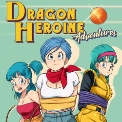 Rule 34 | 3girls, arms behind back, bdsm, blue eyes, blue hair, bondage, bound, breasts, bulma, cleavage, doppelganger, dragon ball, dragonball z, highres, large breasts, lost one zero, medium breasts, multiple girls